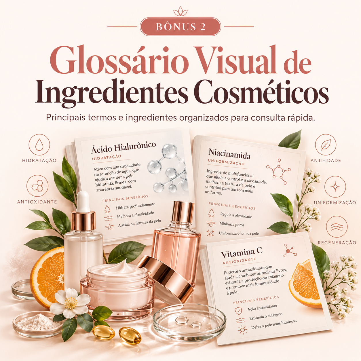 Capa do bônus 2: Glossário Visual de Ingredientes Cosméticos